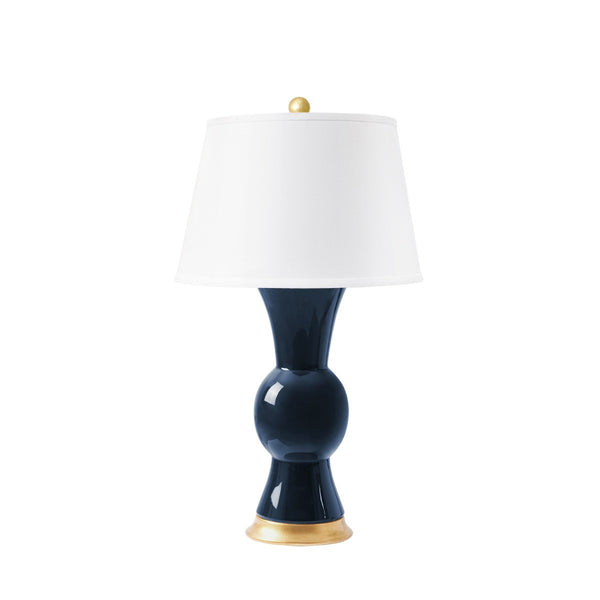 Tao Lamp with Shade 16-inch White Linen, with Gold, White Smoke