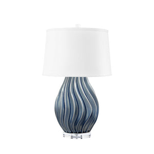 Tulum Lamp with Shade 17-inch White Linen, with Gold, Ivory Frost