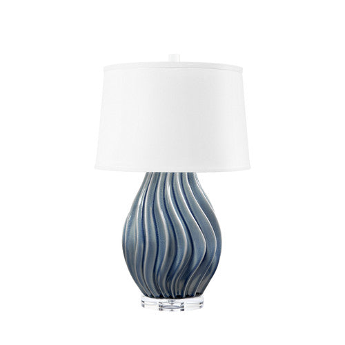 Tulum Lamp with Shade 17-inch White Linen, with Gold, Ivory Frost