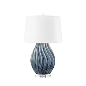 Tulum Lamp with Shade 17-inch White Linen, with Gold, Sky Breeze