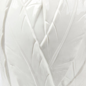 Tobacco Leaf Lamp with Shade 17-inch White Linen, with Gold-Blue Hand Home