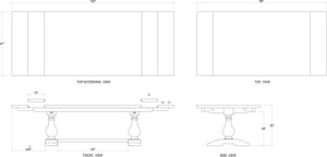 Trestle Extension Table 96'' extends to 120'' w/o Grooves-Blue Hand Home