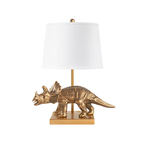Titus Triceratops Table Lamp, Antique Brass, Hand-Cast Metal