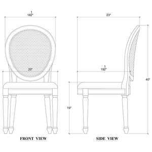 Tulip Rattan Back Dining Chair w/o Fluted Leg-Blue Hand Home