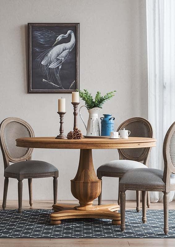 Tulip Rattan Back Dining Chair w/o Fluted Leg-Blue Hand Home