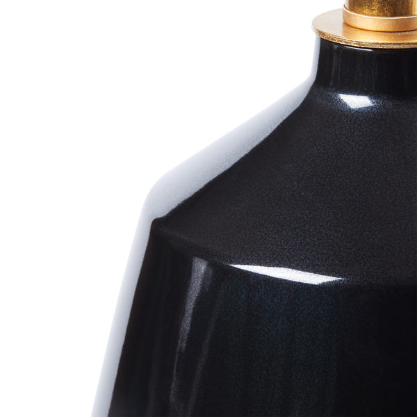 Tupelo Lamp with Shade 16-inch White Linen, with Gold, Kona Black