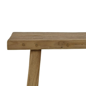 Bramble Tuscan Rustic Distressed Teak Stool in Teak Natural w/ Weathered Teak Distressising-Bramble-Blue Hand Home