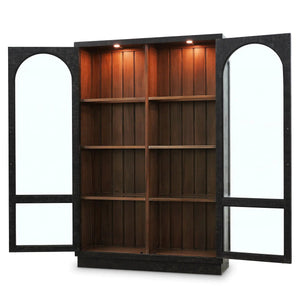 Vannes 2 Door Display Cabinet w/ Glass Shelves and LED lights-Blue Hand Home