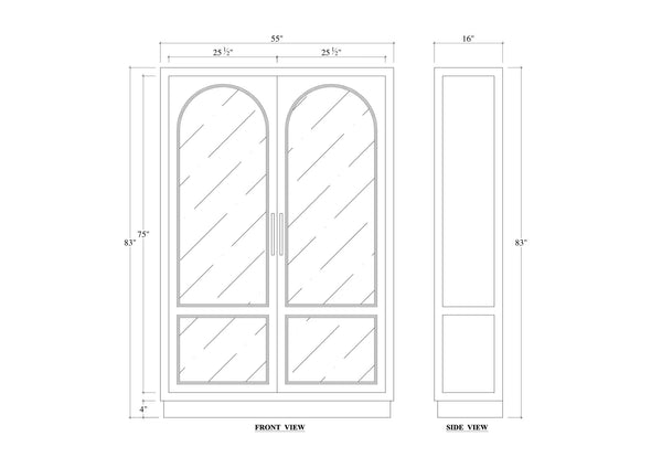 Vannes 2 Door Display Cabinet w/ Glass Shelves-Blue Hand Home