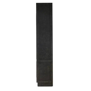 Bramble Vannes 2 Door Display Cabinet W/ Glass Shelves In Vintage Black W/ Straw Wash Interior-Bramble-Blue Hand Home