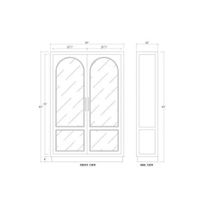 Bramble Vannes 2 Door Display Cabinet W/ Glass Shelves In Vintage Black W/ Straw Wash Interior-Bramble-Blue Hand Home