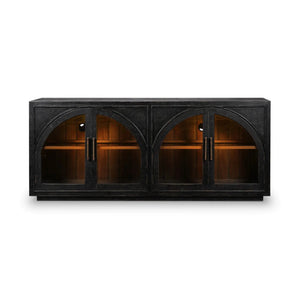 Vannes 4 Door Sideboard w/ Glass Shelves and LED lights-Blue Hand Home
