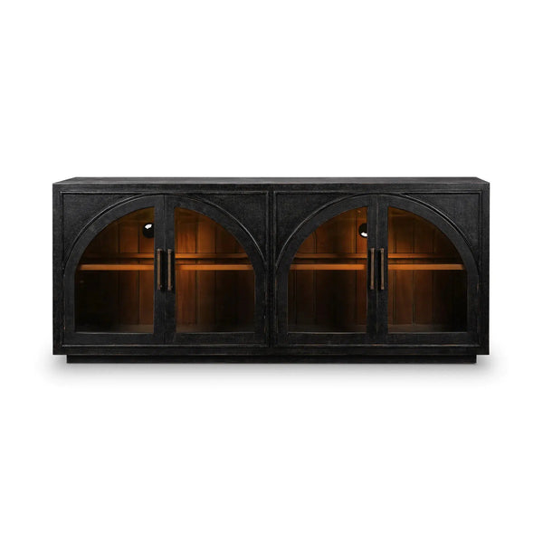 Vannes 4 Door Sideboard w/ Glass Shelves and LED lights-Blue Hand Home