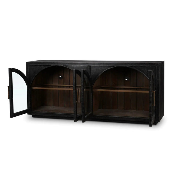 Vannes 4 Door Sideboard w/ Glass Shelves-Blue Hand Home