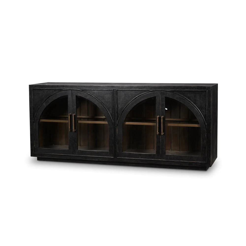 Vannes 4 Door Sideboard w/ Glass Shelves-Blue Hand Home