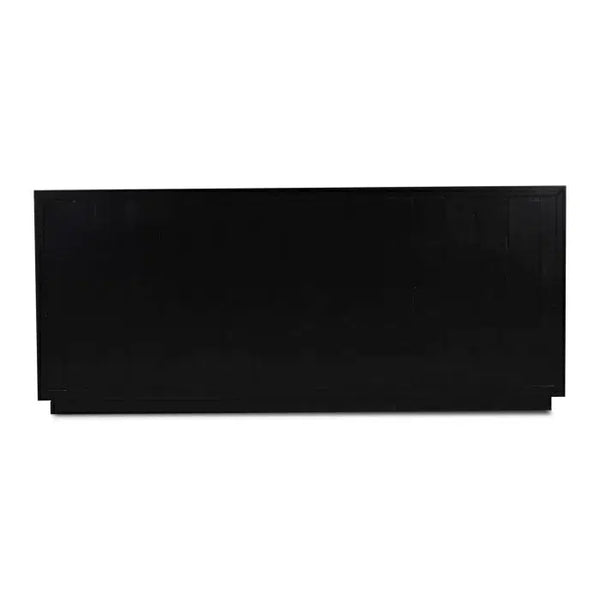 Bramble Vannes 4 Door Sideboard W/ Glass Shelves In Vintage Black W/ Straw Wash Interior-Bramble-Blue Hand Home
