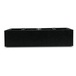 Bramble Vannes 4 Door Sideboard W/ Glass Shelves In Vintage Black W/ Straw Wash Interior-Bramble-Blue Hand Home