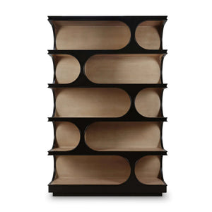 Vannes Crescent Bookcase-Blue Hand Home
