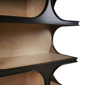 Vannes Crescent Bookcase-Blue Hand Home