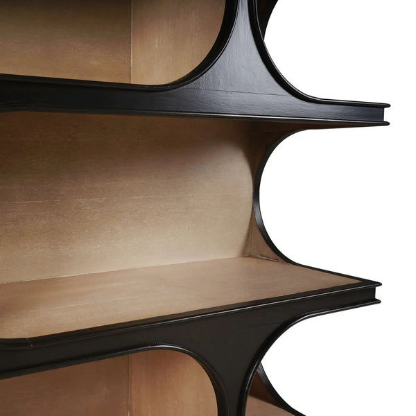Vannes Crescent Bookcase-Blue Hand Home