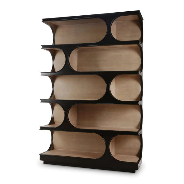 Vannes Crescent Bookcase-Blue Hand Home