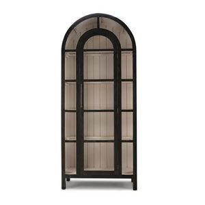 Bramble Vannes Display Cabinet W/ Glass Shelves In Vintage Black W/ Putty Interior-Bramble-Blue Hand Home