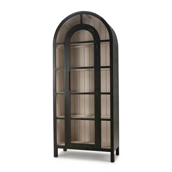 Bramble Vannes Display Cabinet W/ Glass Shelves In Vintage Black W/ Putty Interior-Bramble-Blue Hand Home
