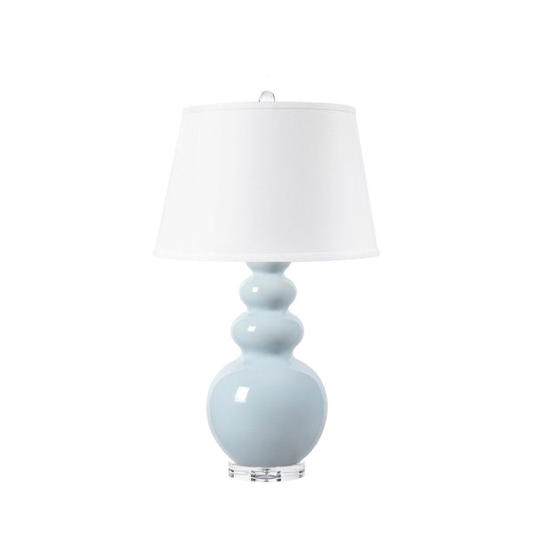 Virginia Lamp with Shade, 16-inch White Linen, Cloud Blue