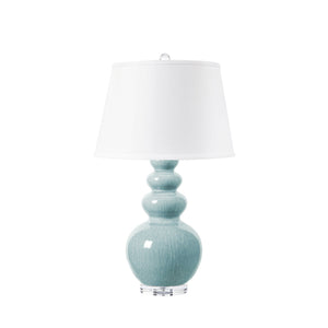 Virginia Lamp with Shade, 16-inch White Linen, Cloud Blue