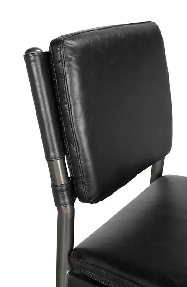 Wooster Bar Chair, Ebony Black Leather-Noir Furniture-Blue Hand Home