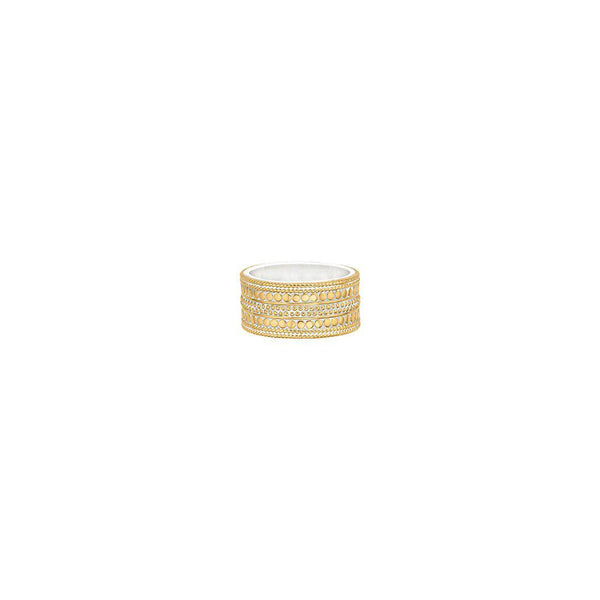 Anna Beck Divided Cigar Band Ring- Gold-Anna Beck Jewelry-Blue Hand Home