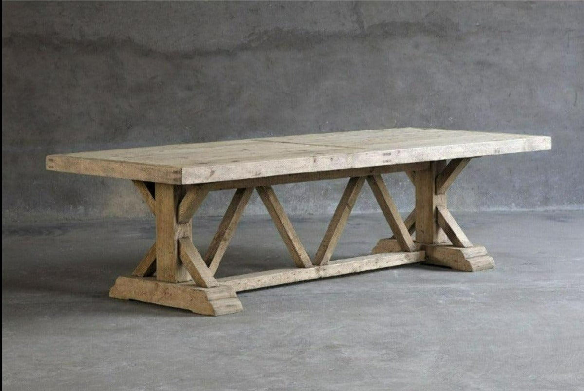 Salvaged Wood Trestle Dining Table-Organic Restoration-Blue Hand Home