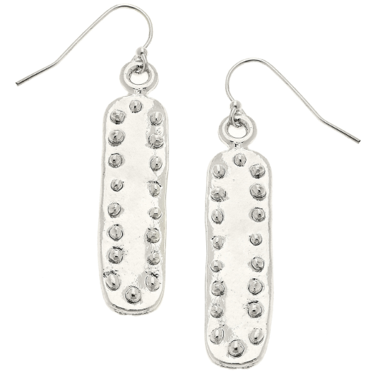 Susan Shaw Handcast Silver Bar with Dots Earrings-Susan Shaw Jewelry-Blue Hand Home