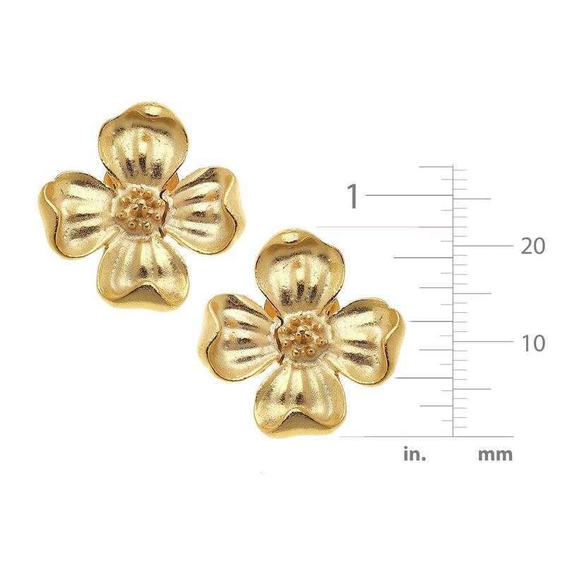 Susan Shaw Handcast Gold Flower Earrings-Susan Shaw Jewelry-Blue Hand Home