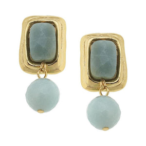 Rectangle Stone Drop Earrings-Susan Shaw Jewelry-Blue Hand Home