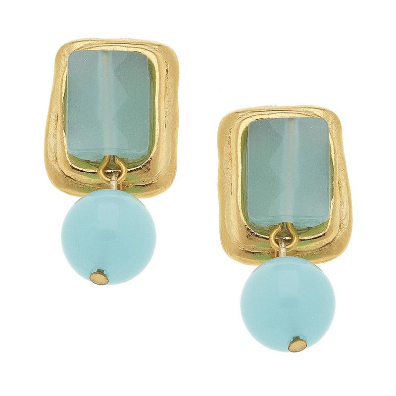 Rectangle Stone Drop Earrings-Susan Shaw Jewelry-Blue Hand Home