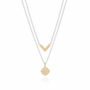 Anna Beck Reversible V & Cushion Double Necklace, 16-18”-Anna Beck Jewelry-Blue Hand Home