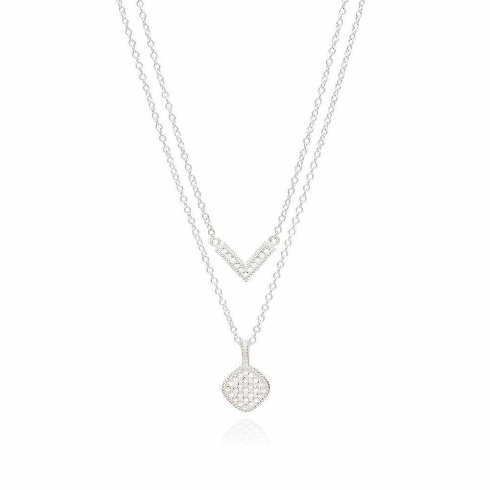 Anna Beck Reversible V & Cushion Double Necklace, 16-18”-Anna Beck Jewelry-Blue Hand Home