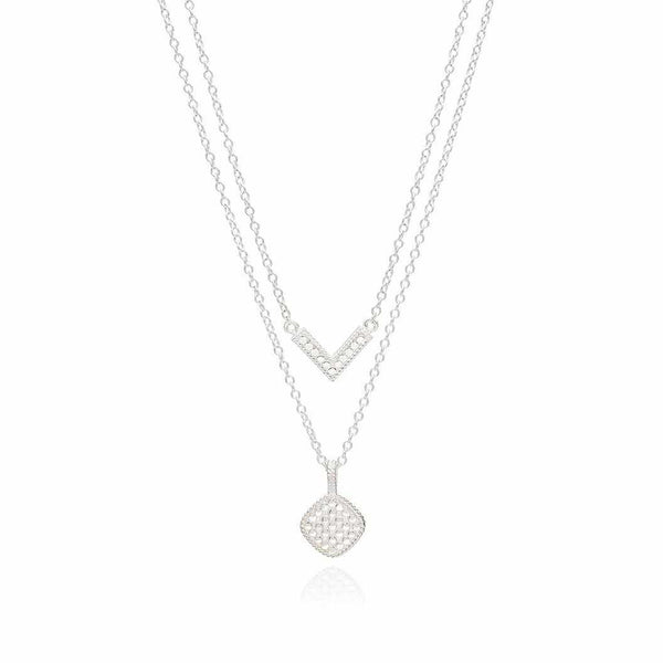 Anna Beck Reversible V & Cushion Double Necklace, 16-18”-Anna Beck Jewelry-Blue Hand Home