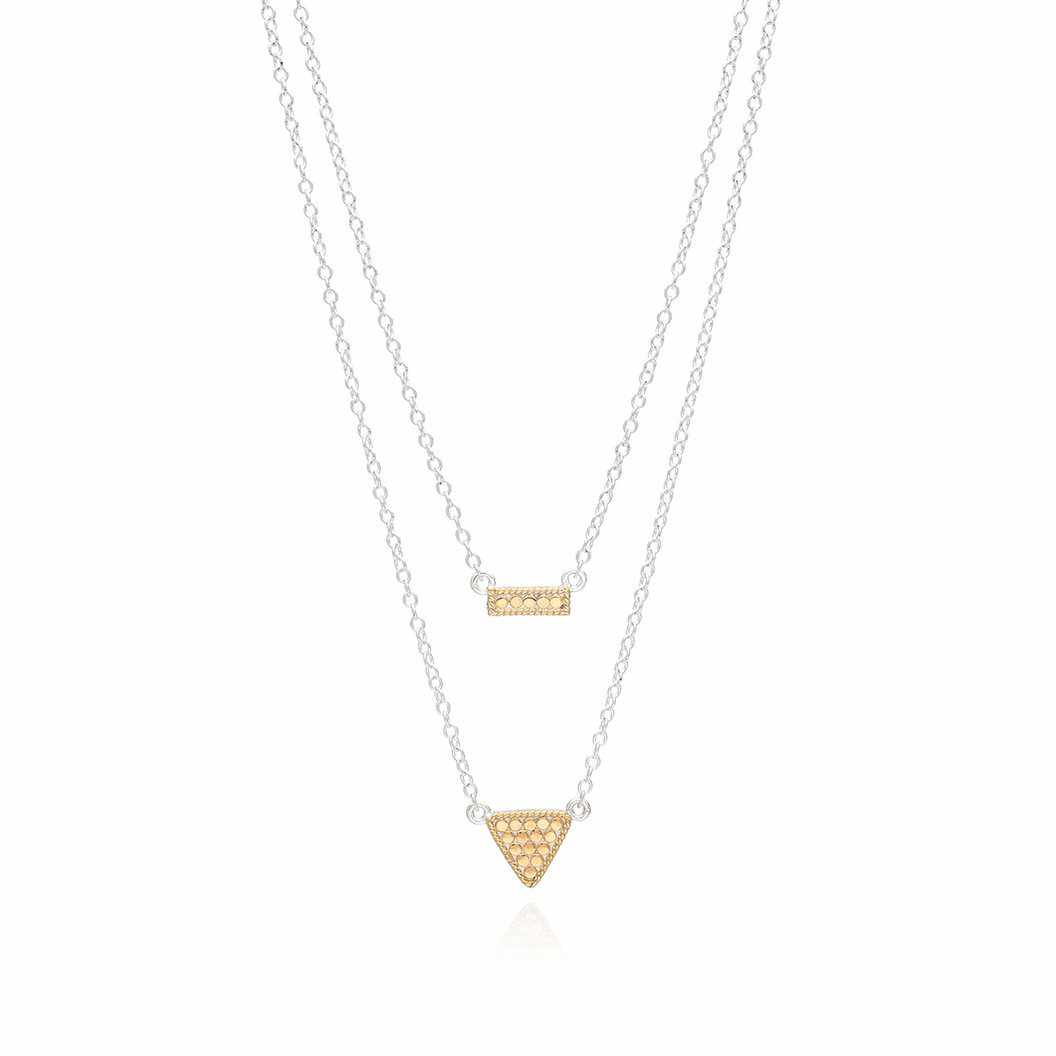 Anna Beck Reversible Petite Bar and Triangle	Double Necklace, 16-18"-Anna Beck Jewelry-Blue Hand Home