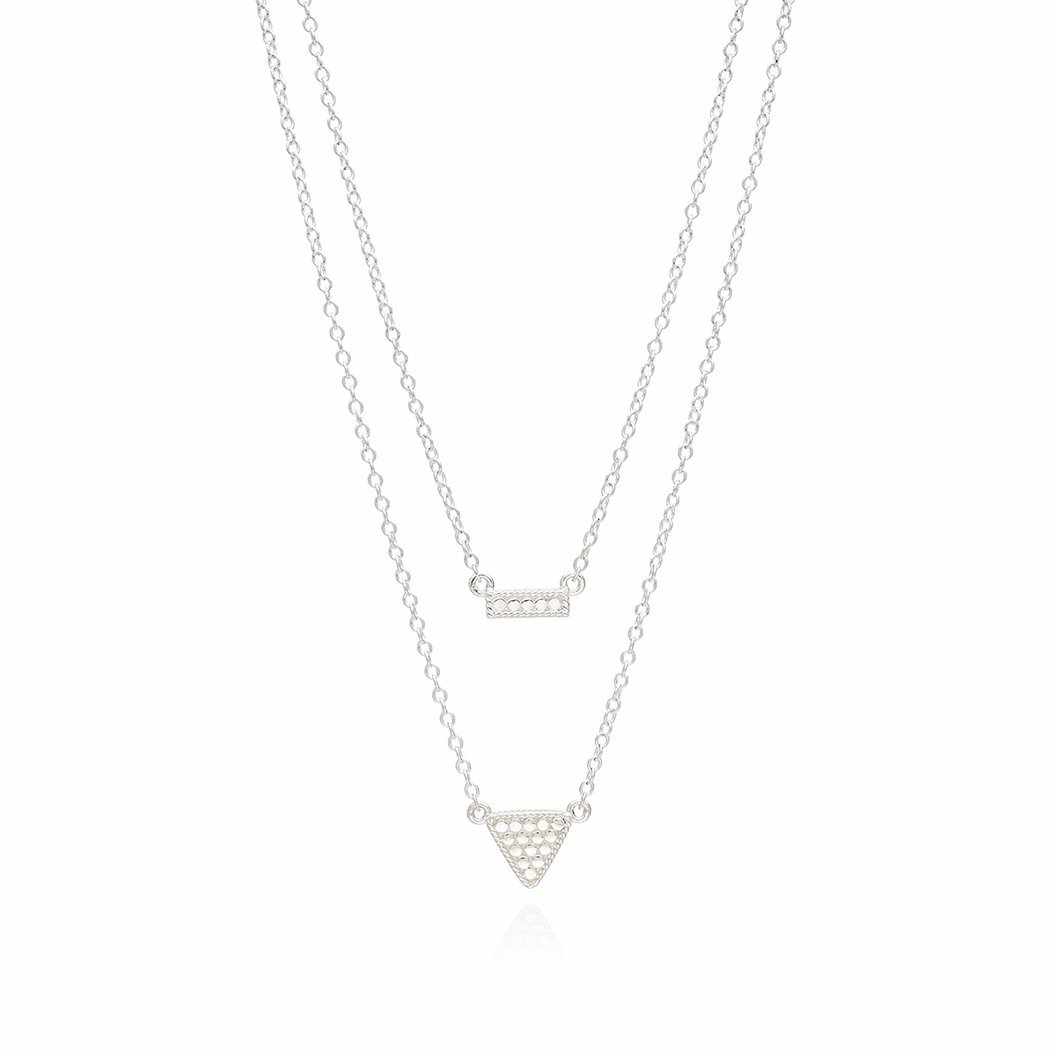 Anna Beck Reversible Petite Bar and Triangle	Double Necklace, 16-18"-Anna Beck Jewelry-Blue Hand Home