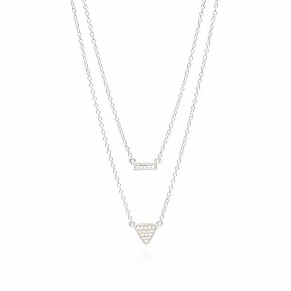 Anna Beck Reversible Petite Bar and Triangle	Double Necklace, 16-18"-Anna Beck Jewelry-Blue Hand Home