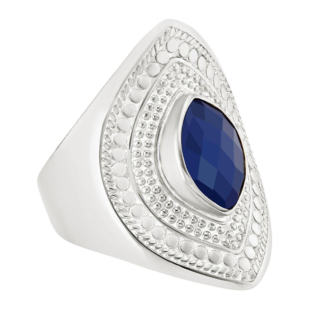 Anna Beck Lapis Marquise Shield Ring - Silver-Anna Beck Jewelry-Blue Hand Home