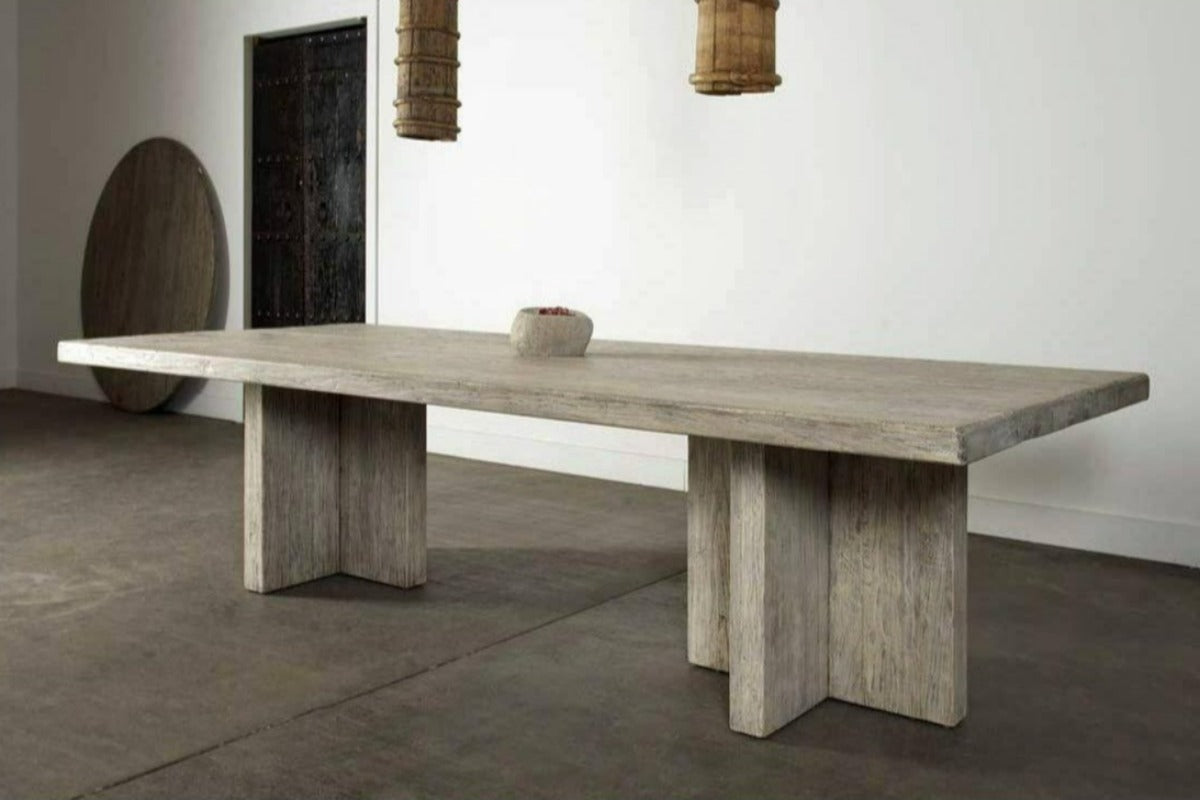 Reclaimed Elm Dining Table - T Style Leg-Organic Restoration-Blue Hand Home