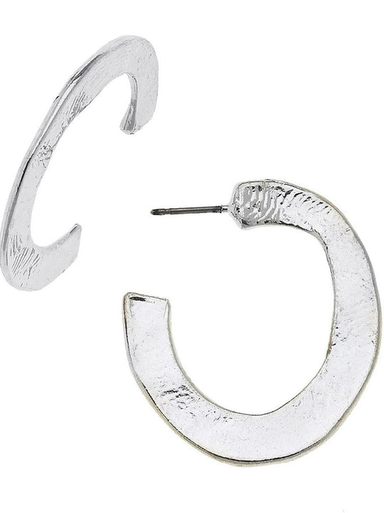 Small Hammered Silver Hoops