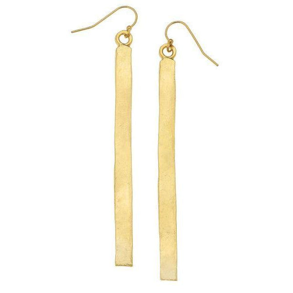 Susan Shaw Handcast Gold 3" Bar Earrings-Susan Shaw Jewelry-Blue Hand Home