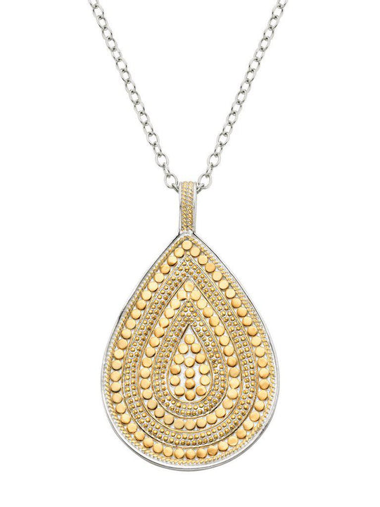 Anna Beck Long Beaded Double Sided Teardrop Necklace - Silver and Gold