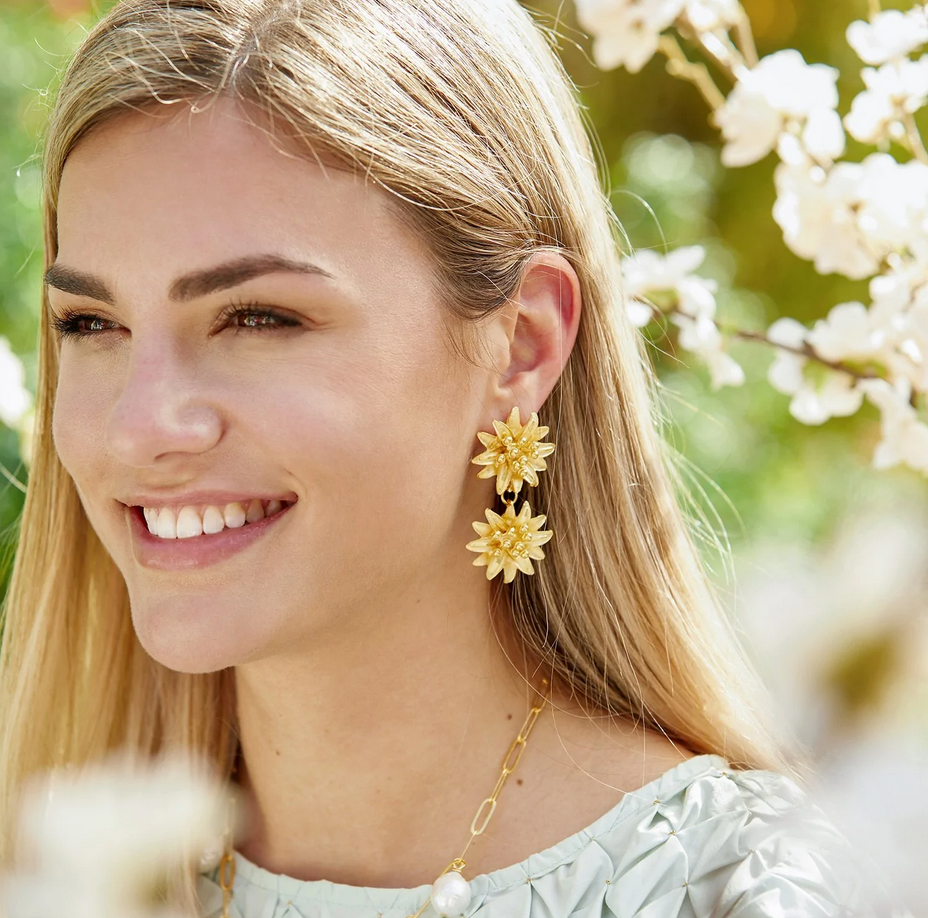 Water Lily Tier Earrings-Susan Shaw Jewelry-Blue Hand Home