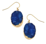 Susan Shaw Lapis Blue Druzy Quartz Earrings-Blue Hand Home