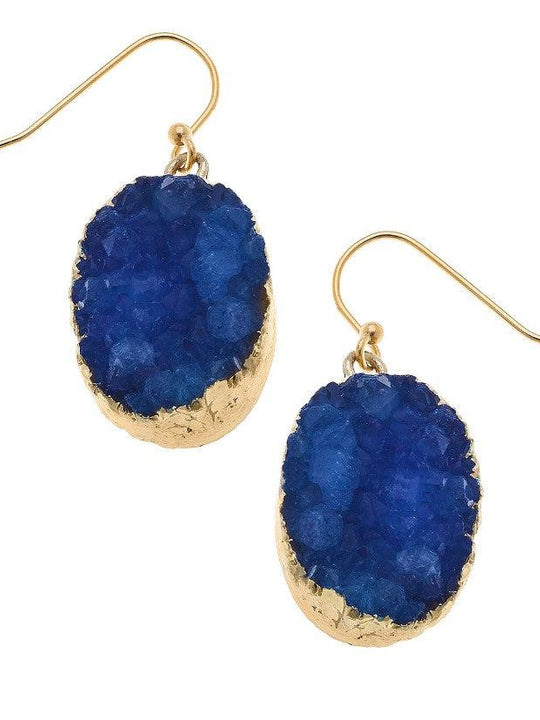 Susan Shaw Lapis Blue Druzy Quartz Earrings